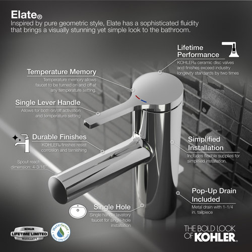 Kohler Elate Single-Handle Bathroom Faucet, One Hole Bathroom Sink ...